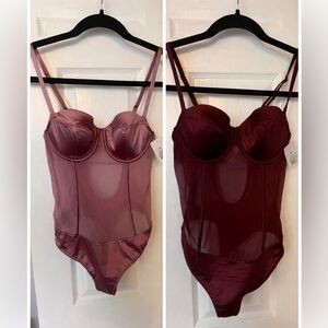 Auden Sheer Bustier Bodysuit in Mauve and Wine Bundle